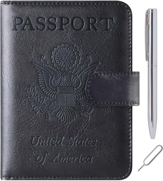 LOHASLIFE Passport Holder for Travel Essentials, Passport Cover Wallet | Leather Rfid Blocking Card Case, Travel Accessories, Vacation Luggage Must Haves, for Men Women