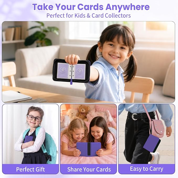1 Pocket Card Binder with Zipper, 100 Pockets Mini Trading Card Album, Premium PU Leather Single Card Binder, Small Display Folder for TCG & Sports Cards