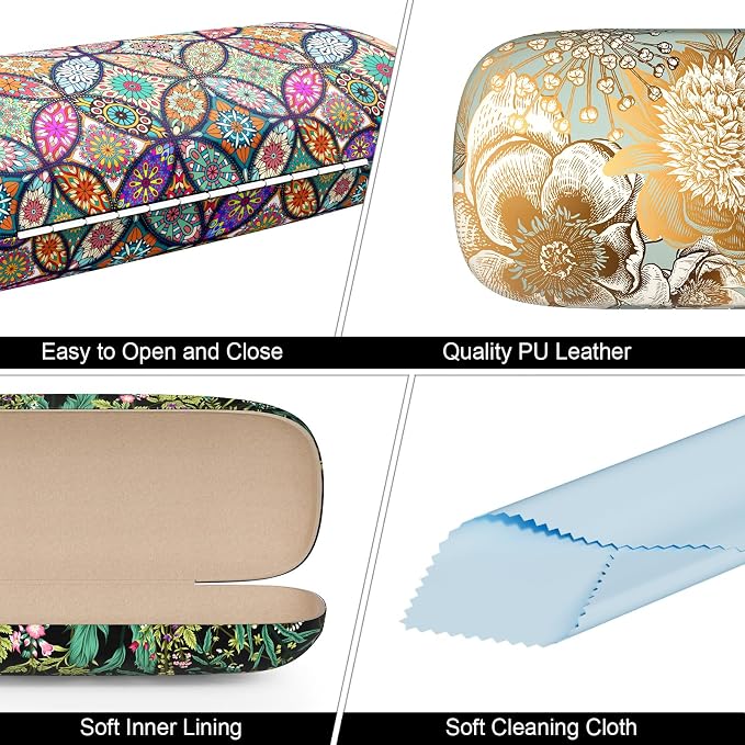 Eyeglasses Case, Hard Shell Protective Case for Glasses, Unisex for Women Men