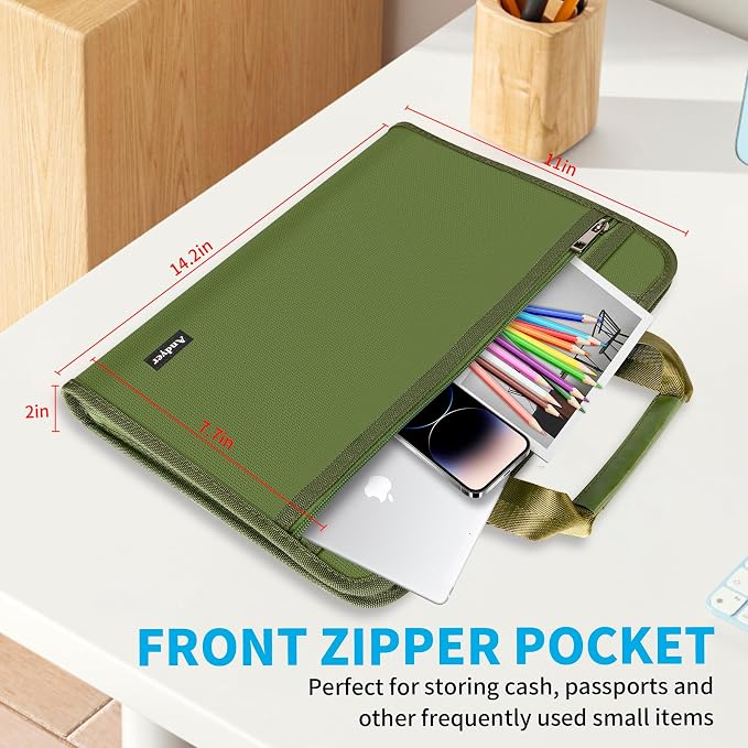 Important Document Organizer with Lock, Fireproof Accordion File Organizer | 13 Pockets Expanding File Folder with Handle & Labels, Portable Travel Business Binder Papers Organizer for Letter A4 Files