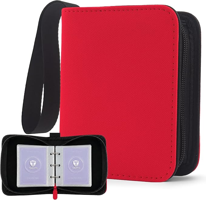 1 Pocket Card Binder with Zipper, 100 Pockets Mini Trading Card Album, Premium PU Leather Single Card Binder, Small Display Folder for TCG & Sports Cards