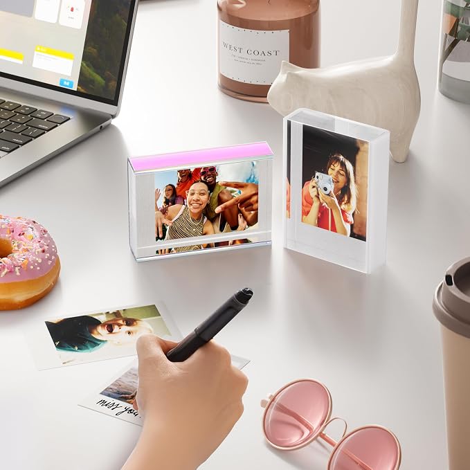 WINKINE 2x3 Mini Picture Frame for Fujifilm Instax Mini 12/41/99 Films | Small Photo Frame Compatible with Instax Mini Film and Polaroid 2x3 Photos, Freestanding Polaroid Frame for desk and shelf