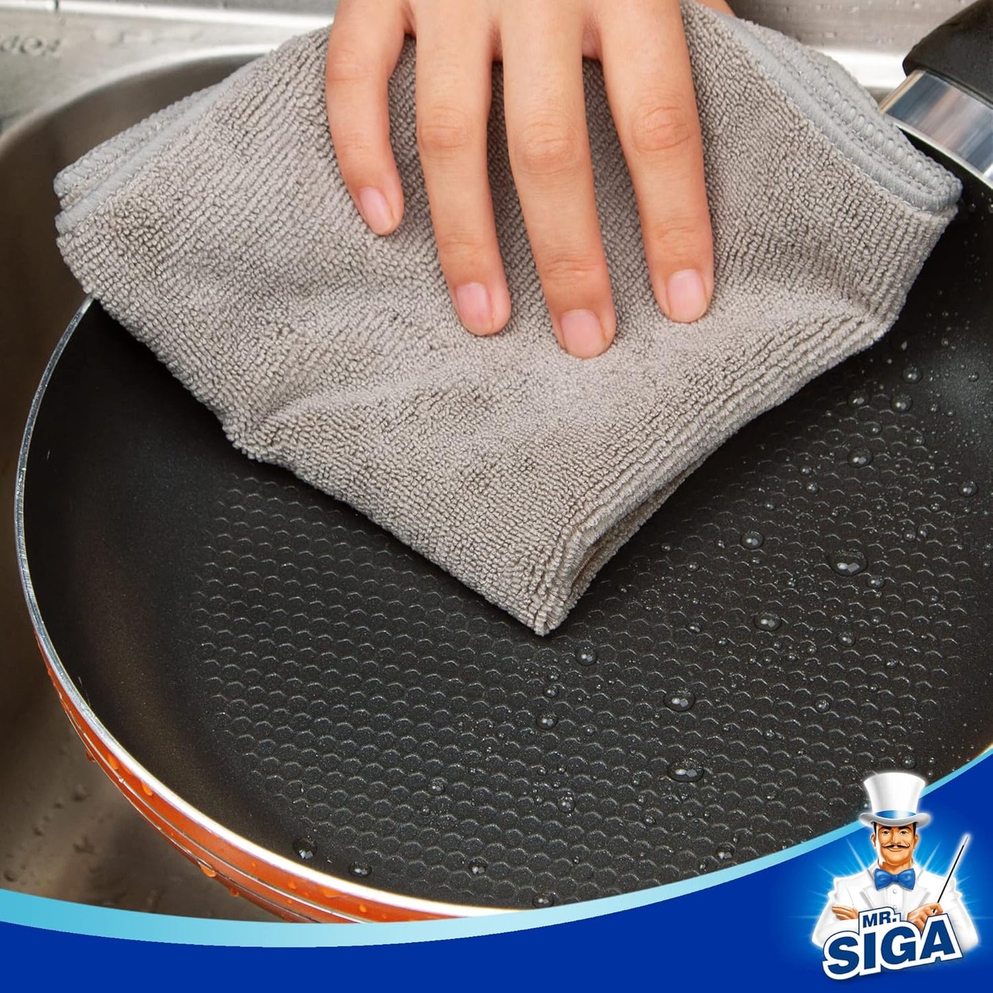 MR.SIGA Microfiber Cleaning Cloth, All-Purpose Microfiber Towels, Streak Free Cleaning Rags, Pack of 12, Grey, Size 32 x 32 cm(12.6 x 12.6 inch)