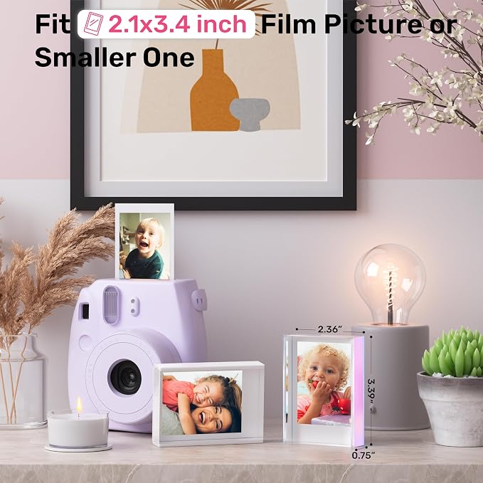 WINKINE 2x3 Mini Picture Frame for Fujifilm Instax Mini 12/41/99 Films | Small Photo Frame Compatible with Instax Mini Film and Polaroid 2x3 Photos, Freestanding Polaroid Frame for desk and shelf
