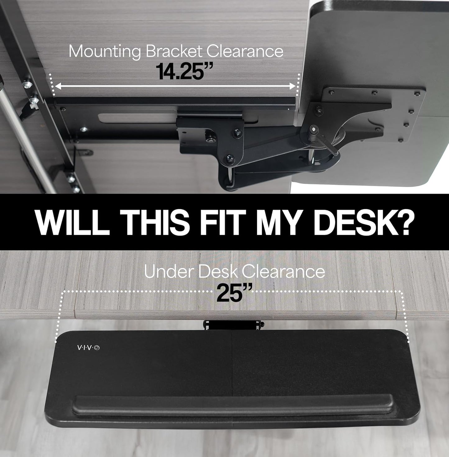 VIVO Adjustable Computer Keyboard and Mouse Platform Tray Ergonomic Under Table Desk Mount Drawer Underdesk Shelf, Light Wood, MOUNT-KB03C