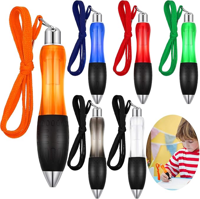 Tenare 5 Big Fat Pens with 10 Blue Extra Refills Thick Pen for Arthritis Hands Wide Grip Ballpoint with Rope Handwriting Aids for Tremor, Parkinson, Elderly(Yellow, Blue, Red, Green, Black)