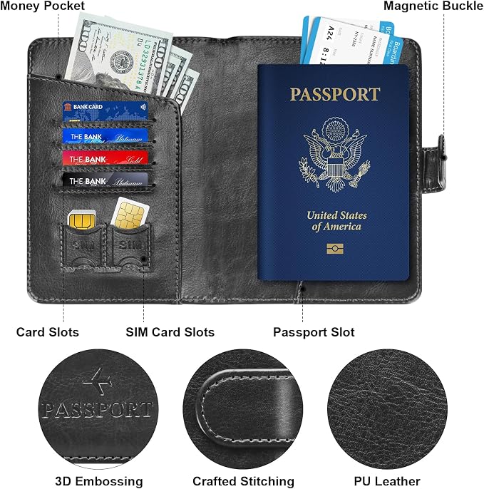 Passport Holder for Travel Essentials Wallet Cover Case Women Men Gift | Passport Holder for Travel Cruise Essentials, Passport Wallet Cover Case Women Men Travel Gifts