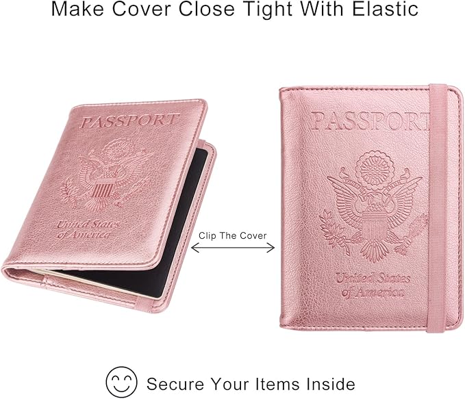 WALNEW Passport Holder for Travel, RFID Passport Wallet, Travel Essentials | PU Leather Passport Cover Case with Pen Holder, Travel Must Haves Accessories, Passport Book Holder for Women Men