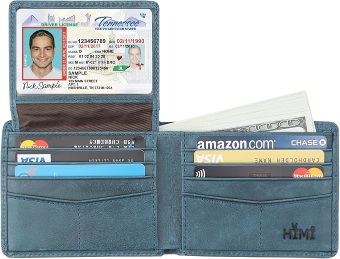 HIMI Wallet for Men-Genuine Leather RFID Blocking Bifold Stylish Wallet With 2 ID Window