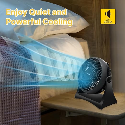 Shop-Air 8" Wall-Mounted Desk Fan, TurboForce Air Circulator Fan, High-Velocity Cooling Table Fan, 3 Speeds, Quiet Operation, 120° Adjustable Tilt, Home & Office