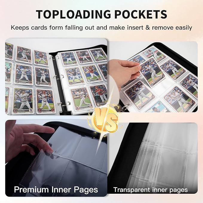 Trading Card Binder, Premium 9 Pocket 720 Double Sided Pocket Collection Binder,Card Album for TCG Card Holder for Game Card, Sports Card, Yugioh, MTG etc(Black 2)