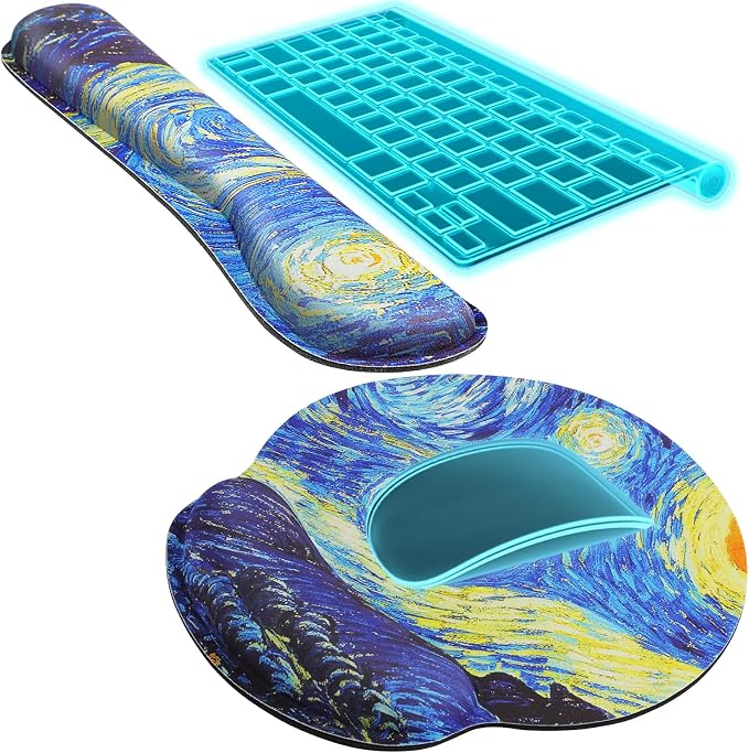 KTRIO Keyboard Wrist Rest & Mouse Pad with Wrist Rest, Starry Night | Memory Foam Wrist Support, Ergonomic Design, Non-Slip Base, Office and Home Use