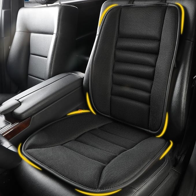 Lofty Aim Car Seat Cushion with Back Support Pillow, Driver Seat Cushion | Lumbar Support & Seat Cushion, Memory Foam Seat Cushion for Pain Relief, Butt Pillow for Car, Breathable 4D Mesh Black