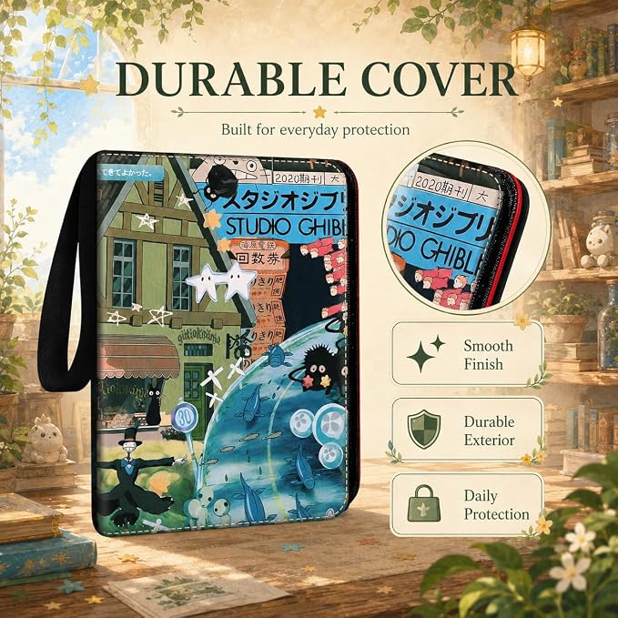 1008 Cute Card Binder 9 Pocket, 3-Ring Trading Card Binder with 56 Page Removable Sleeves, High Storage Waterproof Trading Card Holder Collection Card Album Organizer Case for TCG Cards - All