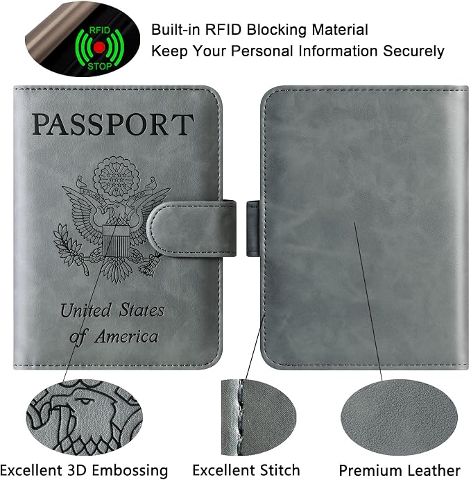 LOHASLIFE Passport Holder for Travel Essentials, Passport Cover Wallet | Leather Rfid Blocking Card Case, Travel Accessories, Vacation Luggage Must Haves, for Men Women
