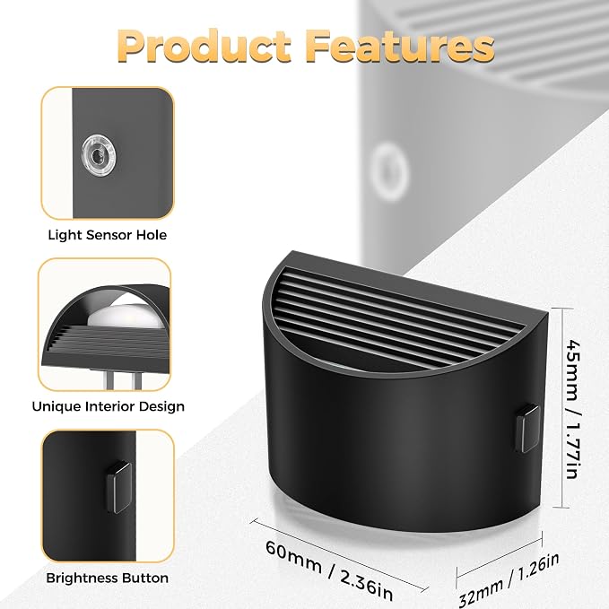 DORESshop LED Night Light[2 Pack], Night Lights Plug into Wall, 3 Level Brightness Adjustable Plug in Night Light, Dusk to Dawn Sensor, Nightlights for Adults, Bedroom, Bathroom, Hallway, 3000K