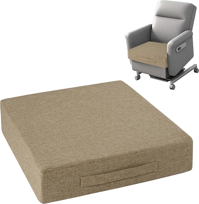 OVOV Recliner Cushions for Elderly 20"x20"x4" Thick Seat Cushion for Recliner Chair Large Square Non Slip Chair Pads with Washable Cover for Armchair Couch Beige