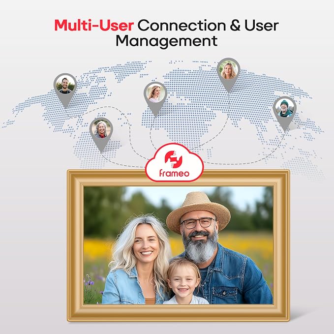 Frameo 10.1" WiFi Digital Picture Frame with 32GB Memory, 1280 x 800 IPS HD Touch Screen Electronic Photo Frame, Auto-Rotate, Slideshow, Wall Mountable, Share Photos/Video Remotely Anywhere