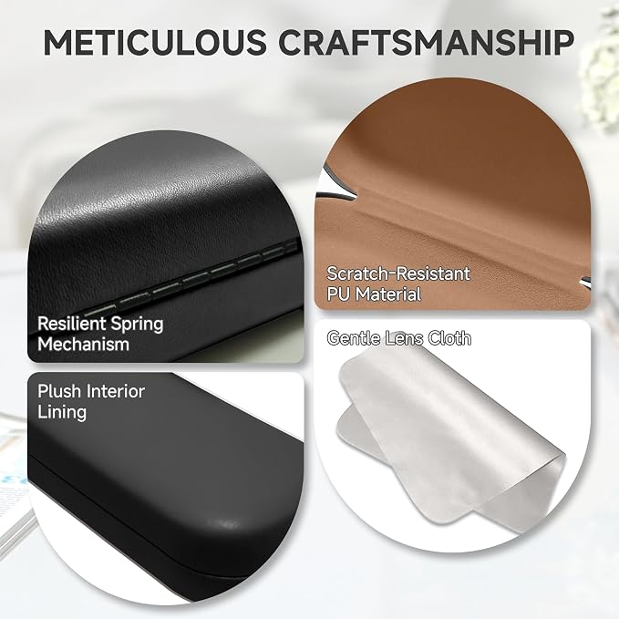 Glasses Case Large Hard Shell, PU Leather Protection for Eyeglasses Case
