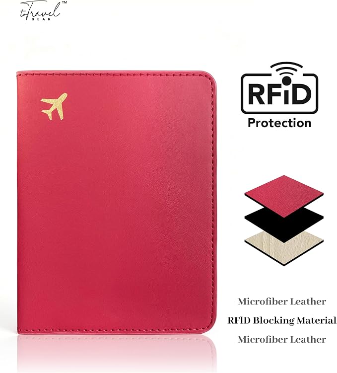 Passport Holder for Travel Essentials,RFID Blocking Passport Cover Case for Travel Accessories,Travel Wallet for Women Men (Wine Red)