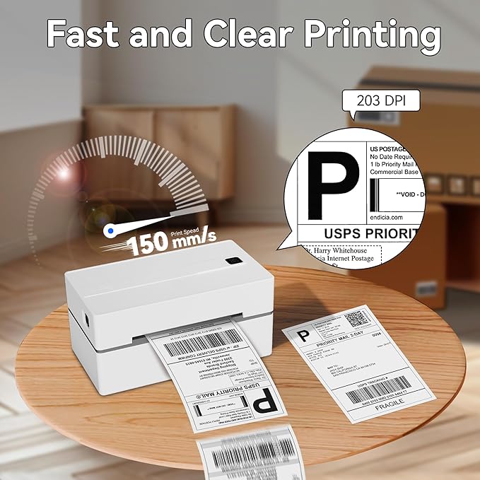 PeriPage Bluetooth Thermal Shipping Label Printer,Wireless 4x6 Shipping Label Printer for Shipping Packages,Support iPhone iPad Android Windows & Mac,Used for Amazon, Ebay,Shopify, Etsy, USPS.