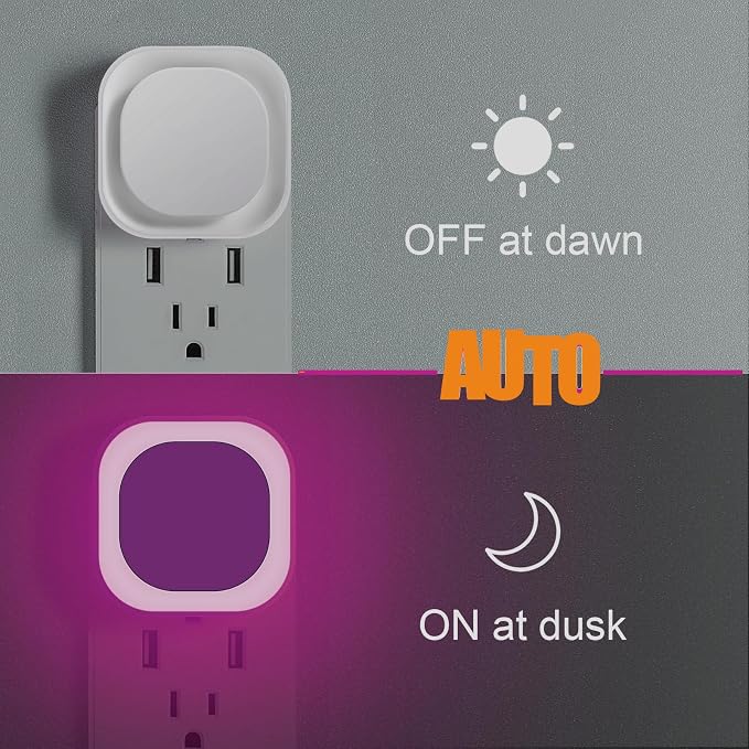 YUNLEX 2 Pack Plug in Pink Night Light, Dimmable, Auto ON/Off, Dusk to Dawn, Eye-Caring Glow for Princess-Themed Bedroom, Bathroom, Hallway, as Mother Gifts