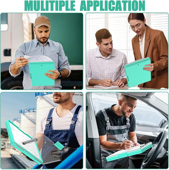 Hongri Clipboard with Storage, Green 8.5 x 11 Clip Board, Dual Compartmen | Folder Nursing Side Opening, Heavy Duty Organization Box, Smooth Writing for Teachers, Classroom, Size 13.3 x 9.4 x 1.5 in