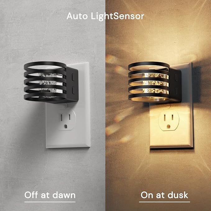 L LOHAS LED Night Lights Plug into Wall, 4 Pack 3CCT Night Light with Dusk to Dawn Sensor, Amber/3000K/5000K Color Changing Night-Lights, Adjustable Brightness, for Hallway Bedroom Home Decor
