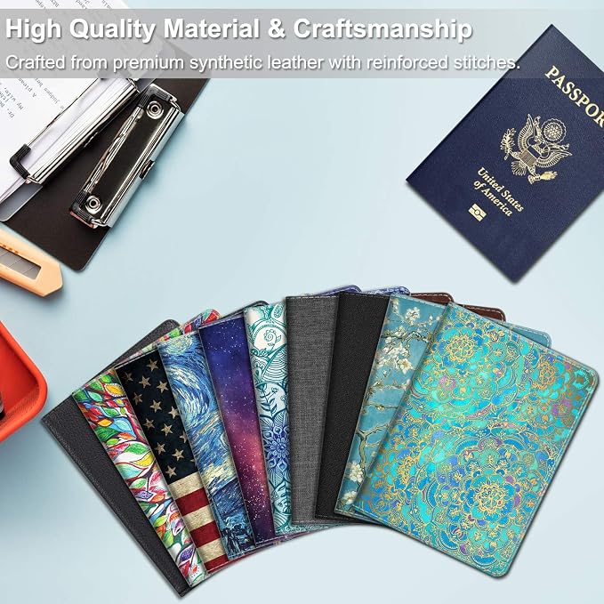 FINTIE Passport Holder, Slim Travel Wallet RFID Blocking Card Case Cover | Passport Cover Protector Essentials with Credit Card Slots, For Women/Men