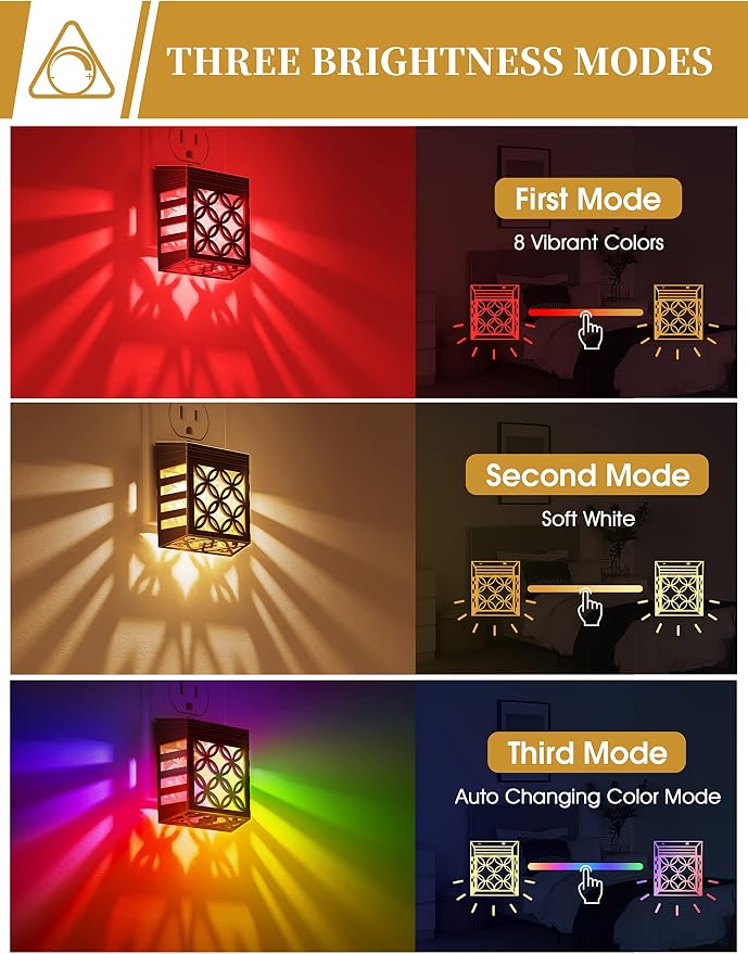 DORESshop Night Lights Plug Into Wall [4 Pack], LED Night Light with 8 Color RGB, Plug in Night Light, Dusk-to-Dawn, Home Décor, NightLight for Kids, Bathroom, Nursery, Kitchen, Basement