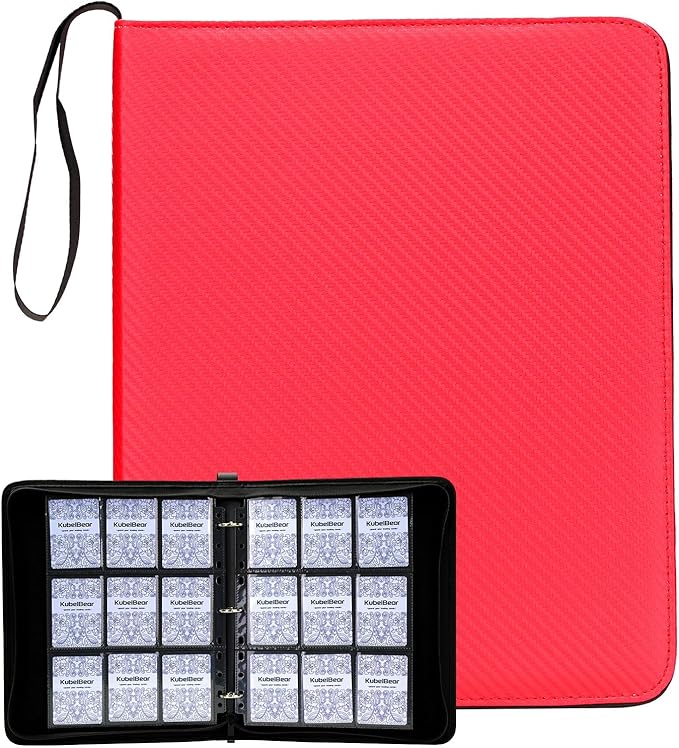 Card Binder – 720 Capacity, Zippered Trading Card Holder for MTG, Sports & Collectible Cards – Acid-Free, Durable & Travel-Friendly Storage (Red, 9 Pocket)