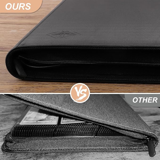 TiopLior Zip MTG Card Binder with 432 Side Loading Pocket - fits TCG Baseball Football Sports Cards - Easy to Insert Collection Binder - Black