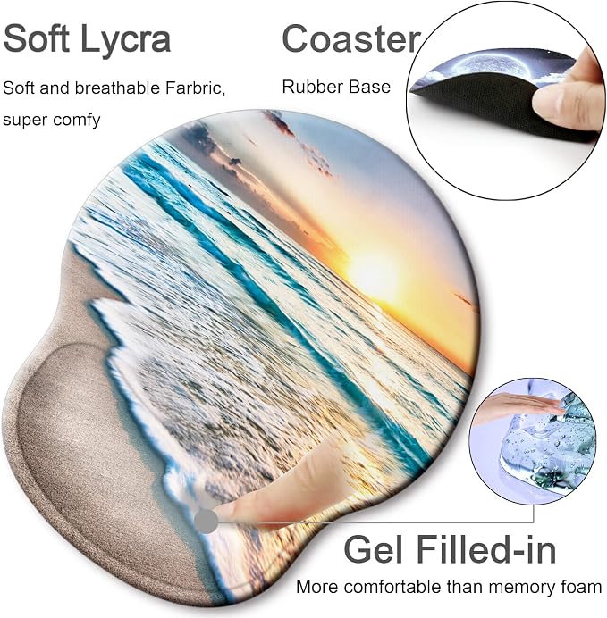 Ergonomic Mouse Pad with Wrist Rest Support,Gel Mouse Pads for Desk | Big Mousepad With Coaster Non-slip & Pain Relief for Computer, Home&Office Desk Decor