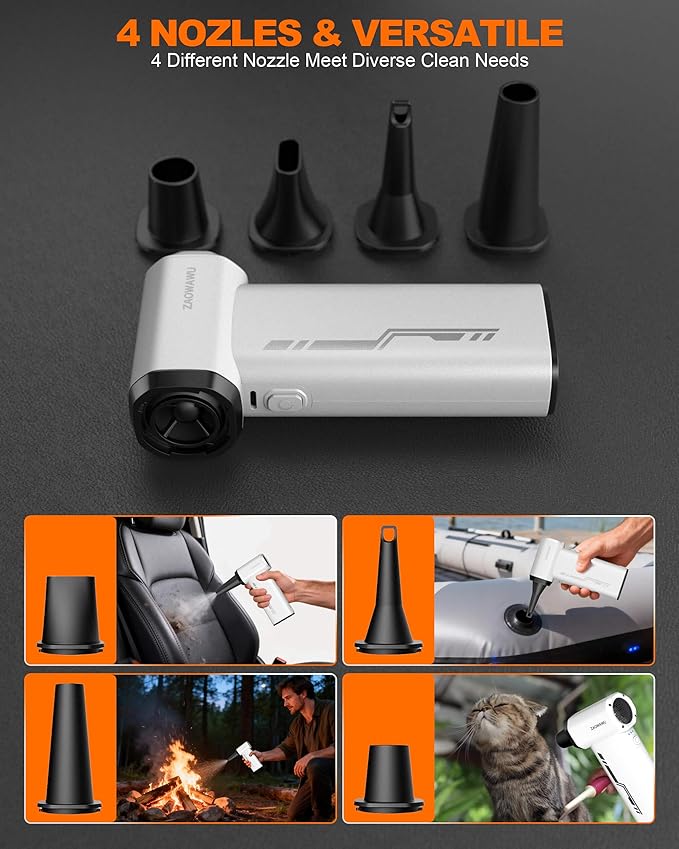 Electric Air Duster - 150000RPM Keyboard Duster for PC Cleaning, Cordless Compressed Air Duster Replaces Canned Air, 3-Gear Rechargeable Electronics Cleaner for Laptop, Car, Home & Office