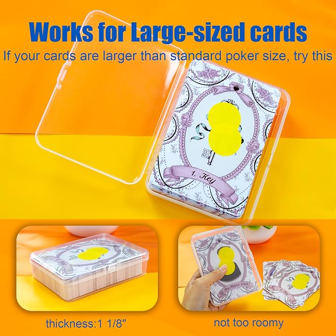 JINUPHION 4 Pcs Playing Card Case, for Go Fish/Old Maid/Oracle Card/Other Larger Than Standard Size Cards, Plastic Clear Card Deck Box Storage, 4 1/2" × 3 1/4" × 1 1/8" (NO Cards)
