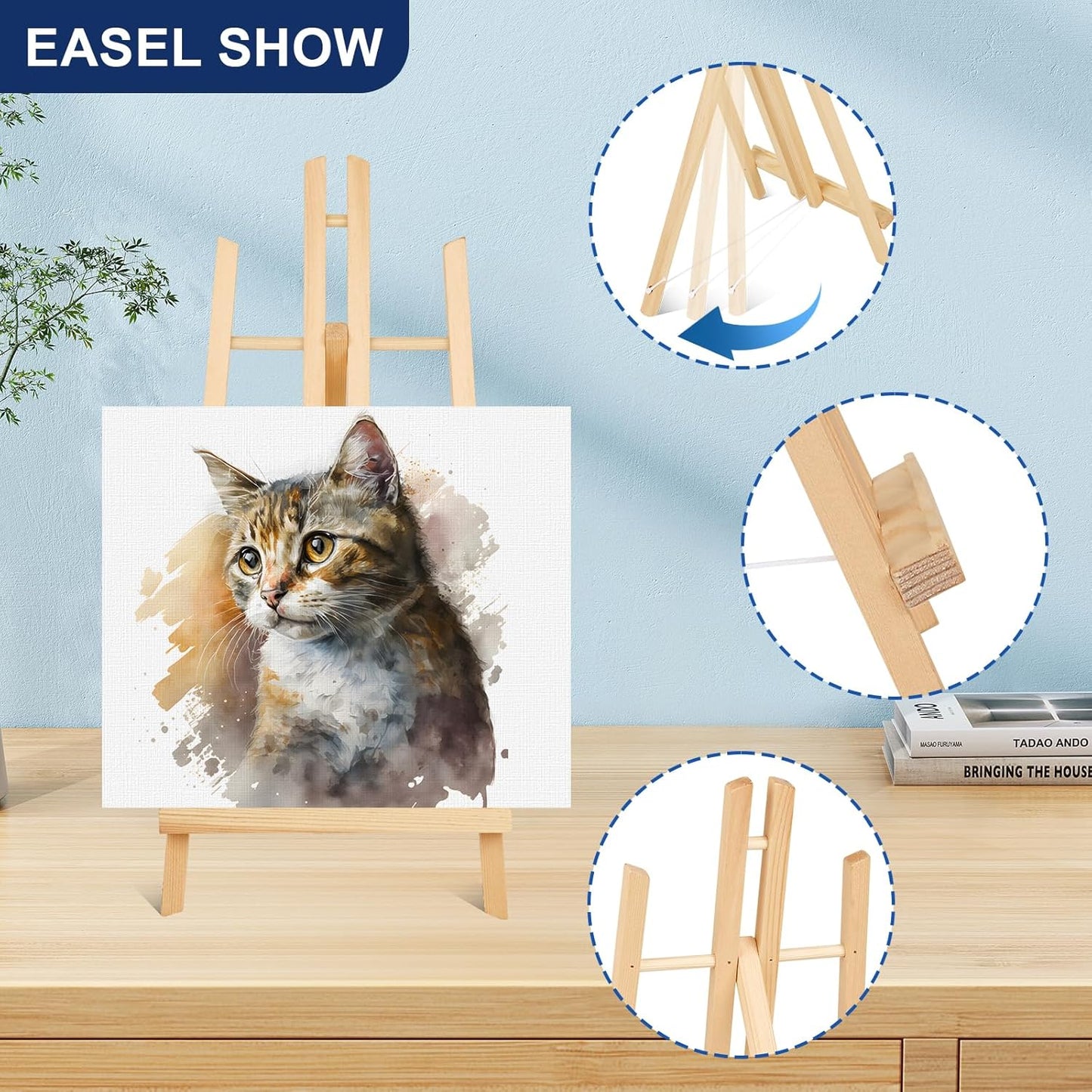 ESRICH 10pcs 17 Inch Tabletop Easels,Wood Easel for Painting,Tripod, Painting Party Easel, Kids Student Desktop Easel for Painting,Paint Easel for Canvas Painting