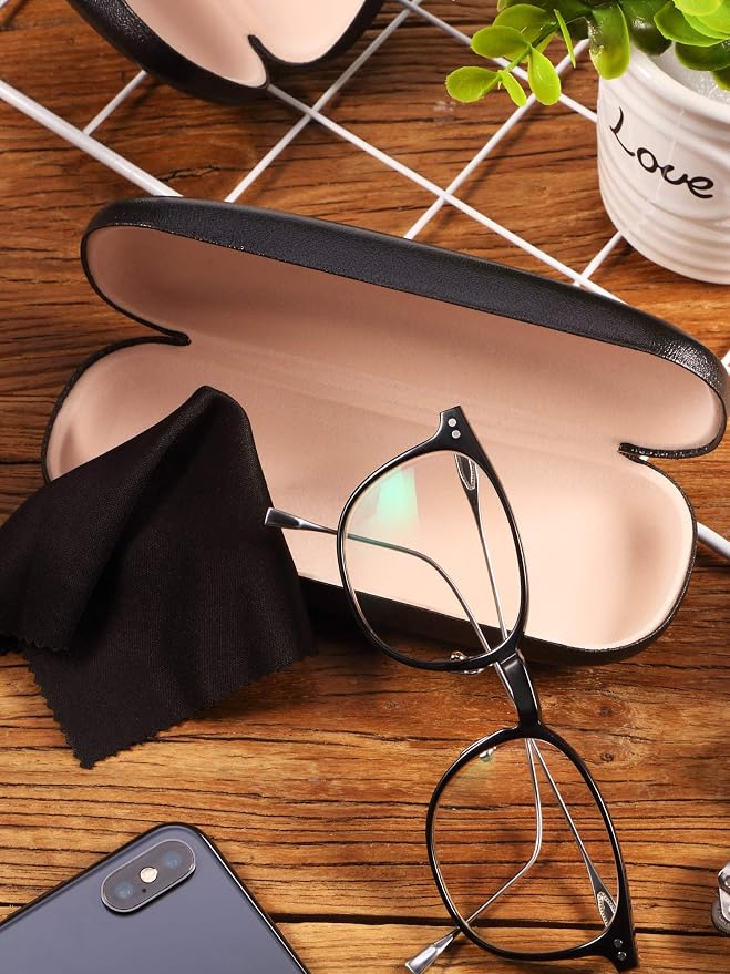 Frienda 3 Pieces Hard Shell Glasses Case Eyeglass Case Protective Sunglass Holder with Cleaning Cloth for Men Women Unisex