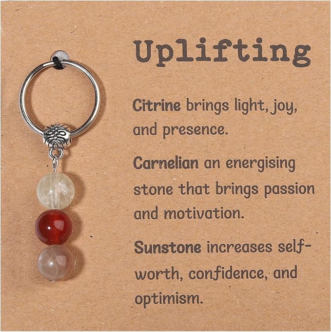 GINAZL Natural Crystals Keychain Gift for New Beginnings, New Beginnings Gifts for Coworker Anxiety Relief Keychain for Women