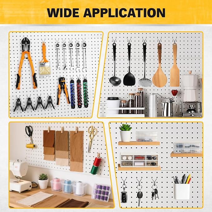 ELEAD 45-Piece Pegboard Hooks J-Hook, Silver J Hooks for Pegboard, Fits 1/8” & 3/16” Pegboards, Heavy Duty Peg Board Hooks for Hanging Keys, Retail Items & Small Tools