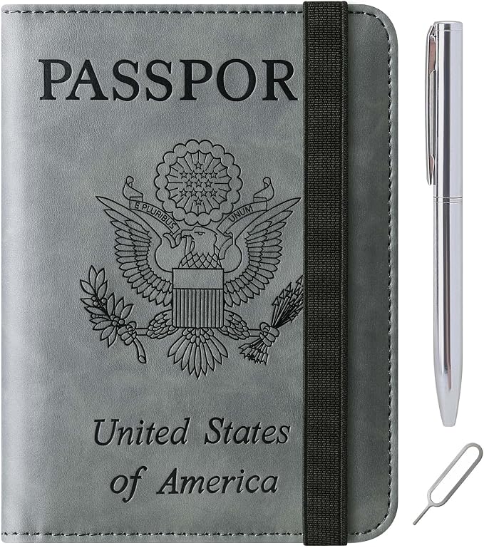 LOHASLIFE Passport Holder for Travel Essentials, Passport Cover Wallet | Leather Rfid Blocking Card Case, Travel Accessories, Vacation Luggage Must Haves, for Men Women