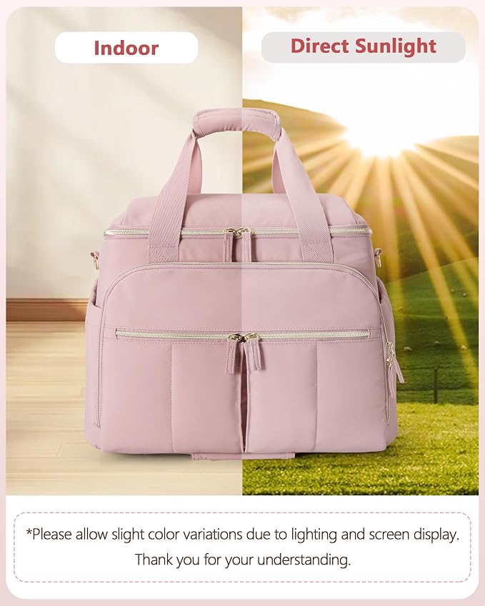 Marscamd Rolling Teacher Bag with Accordion File Organizer for Work | 15.6" Laptop Compartment, Detachable Trolley & Crossbody Strap, Womens Briefcase Tote with Wheels (Pink))