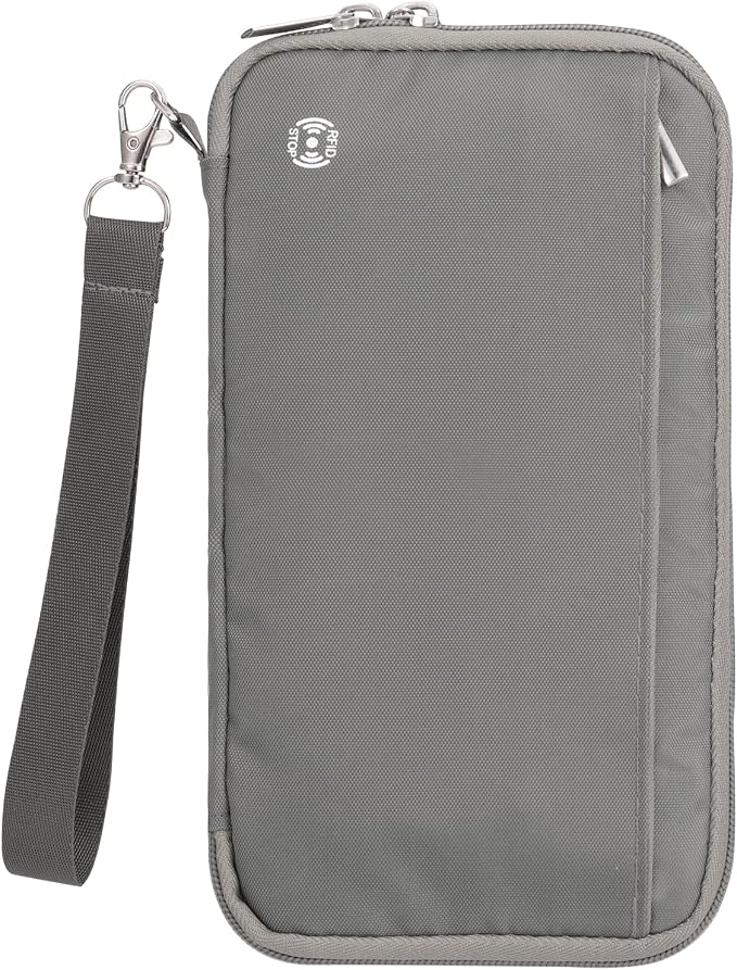 WALNEW Passport Holder Travel Family for 10, RFID Blocking Passport Wallet | Travel Documents Organizer with Zipper, for Cards, Cash, Boarding Passes, Tickets, International Travel Essentials