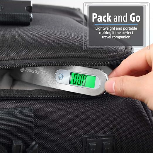 Fosmon Digital Luggage Scale, Backlight Baggage Scale, 2 Pack Silver | 110lbs Max Capacity, LCD Backlight Display, Tare Function, Stainless Steel Hanging Scale, Travel Baggage Essentials