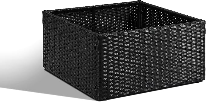 SUNNYPARK Mailbox Post Wrap Planter Box 24x24x12inch | Handmade All-Weather PE Rattan, Easy Assembly, Fits for 4x4 6x6 Posts, Flower Planter Box Decorative for Mailbox Post Outside