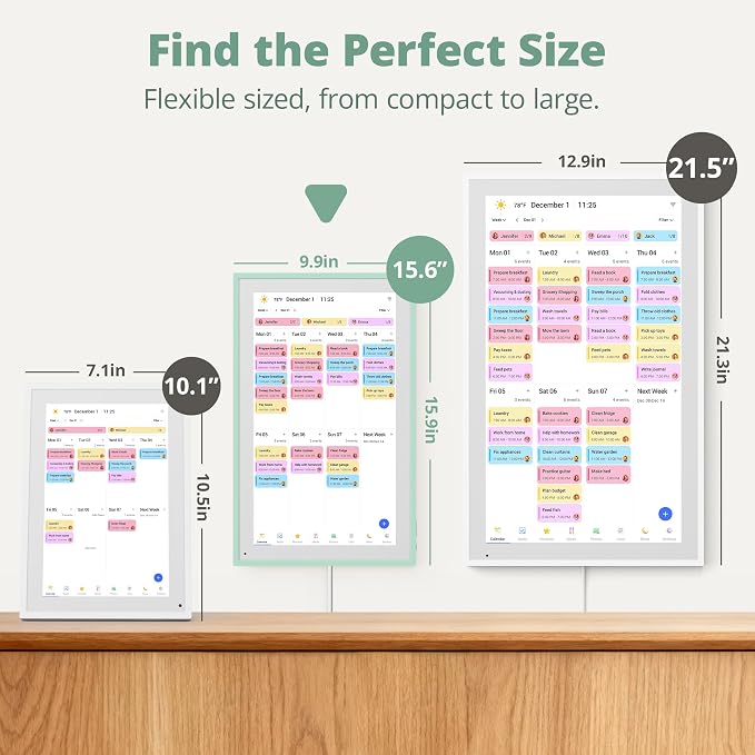 Dragon Touch 15.6 inch Digital Calendar & Chore Chart - Interactive Touchscreen Smart Family Planner,Digital Picture Frame for Mom, Women, Christmas & Weddings Mint Green