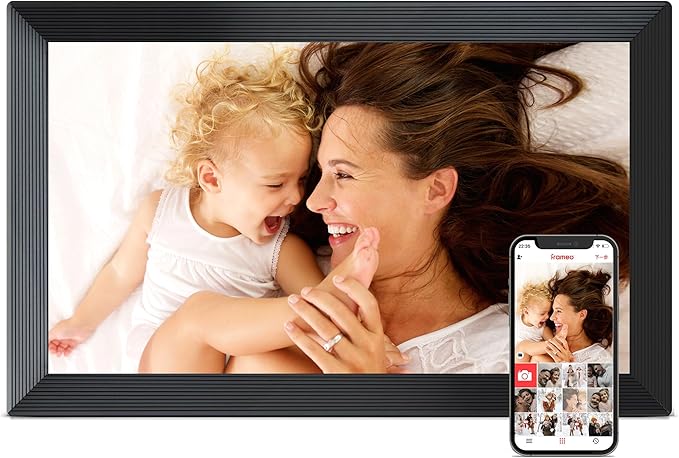 Frameo 15.6" Digital Picture Frame WiFi, Large Digital Photo Frame, 1920 * 1080 IPS FHD Touchscreen, 32GB Storage, Instant Share Photo Video, Wall-Mountable & Tabletop Display, Gift for Mom