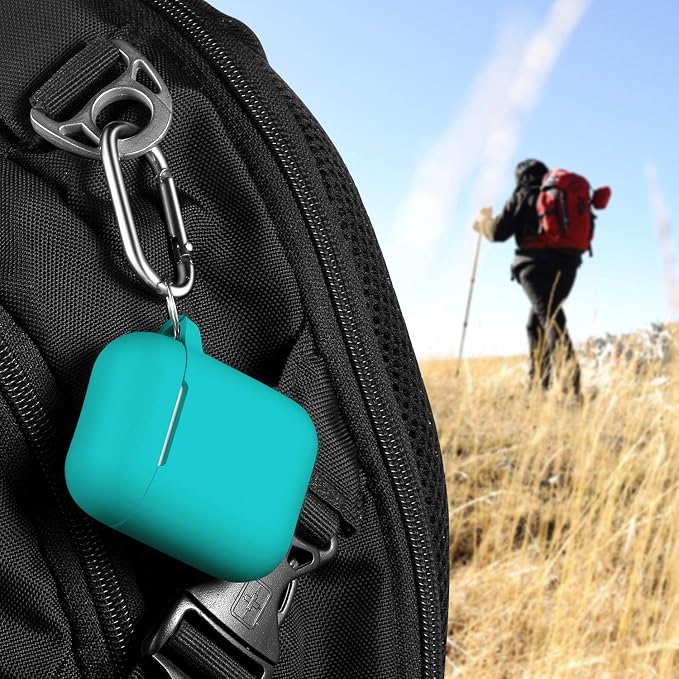 R-fun for AirPods 1/2 Case, Soft Silicone Protective Cover with Keychain and Cleaning Pen, Compatible with AirPods 2nd/1st Generation (2016/2019), Full Drop Protection Cover, New Teal