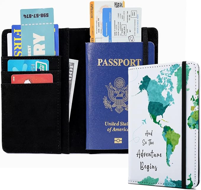 Passport Book Holder,Passport Wallet for Men Mr and Mrs for Women Passport Cover Passport Case for Couples Books Holder Mother's Day (6x4 Inch)