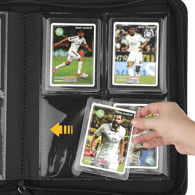 Toploader Binder, 4 Pocket Trading Card Binder Holds 128 Top Loaders, Premium Zipper Card Storage Case with Double-Sided Pockets for 3x4'' Toploaders, TCG, MTG, Sports Cards.(red)