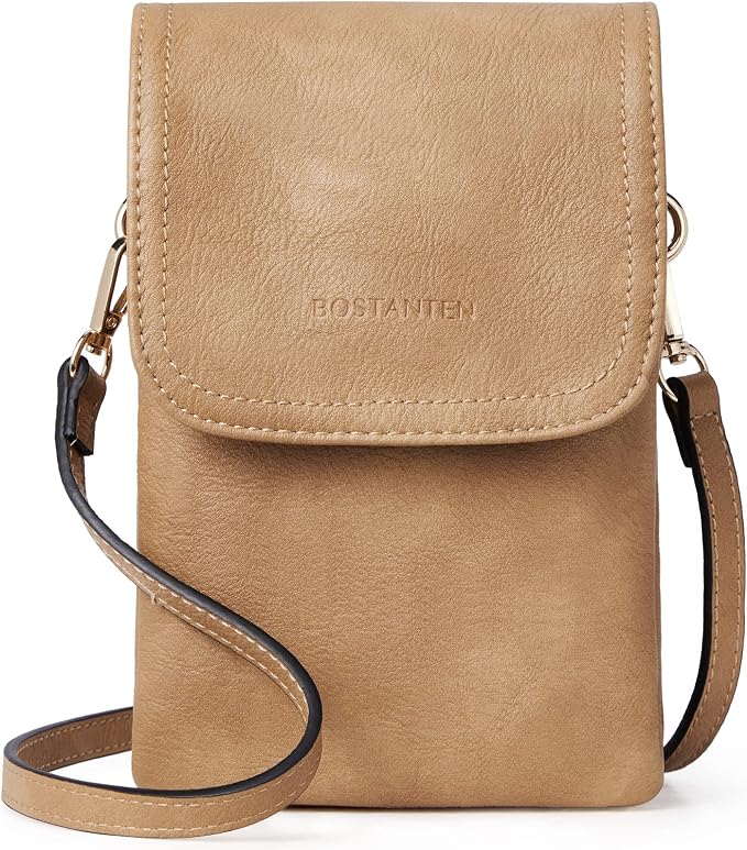BOSTANTEN Small Crossbody Bag for Women Designer Cell Phone Purse | Vegan Leather, Multiple Pockets, Card Slots, Compact Size for Phone, Cards and Keys, Daily Travel Shopping Use